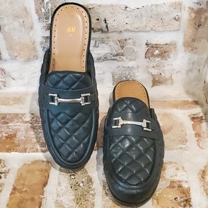 H&M Black Quilted Slip On Loafers